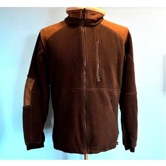 KUHL Heavy Fleece Jacket Full Zipper 3 Zip Pockets Faux Leather Trim - Picture 5 of 6